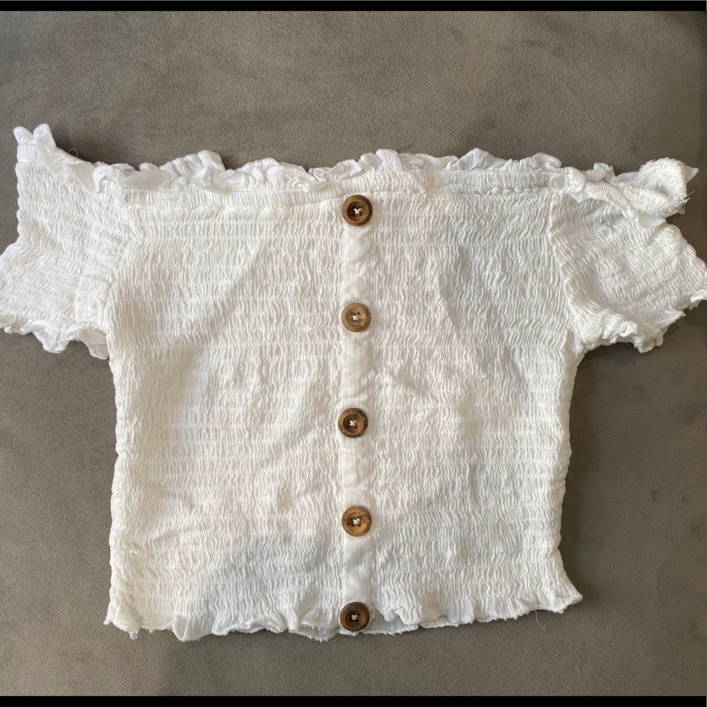 LA hearts white off the shoulder crop top